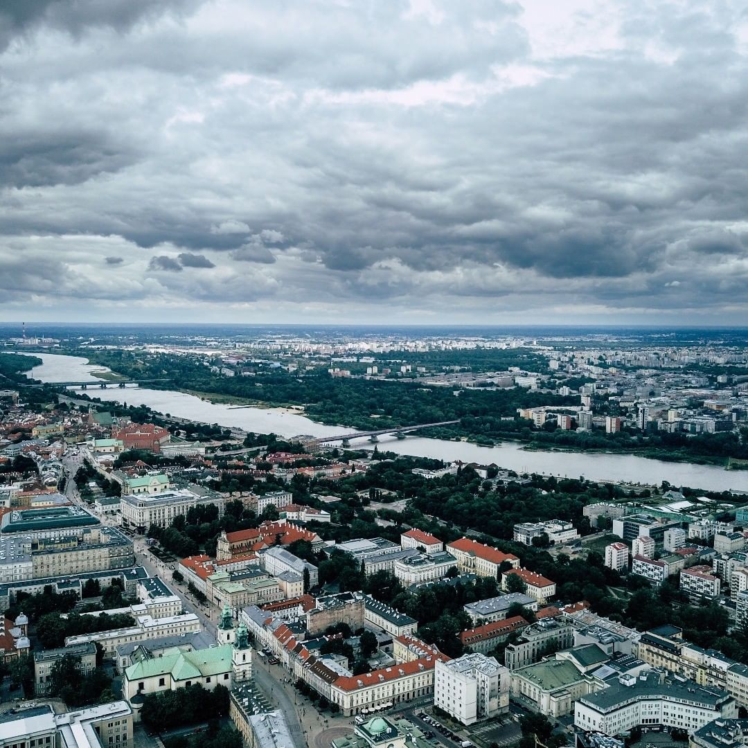 aerial photo of Warsaw landscape