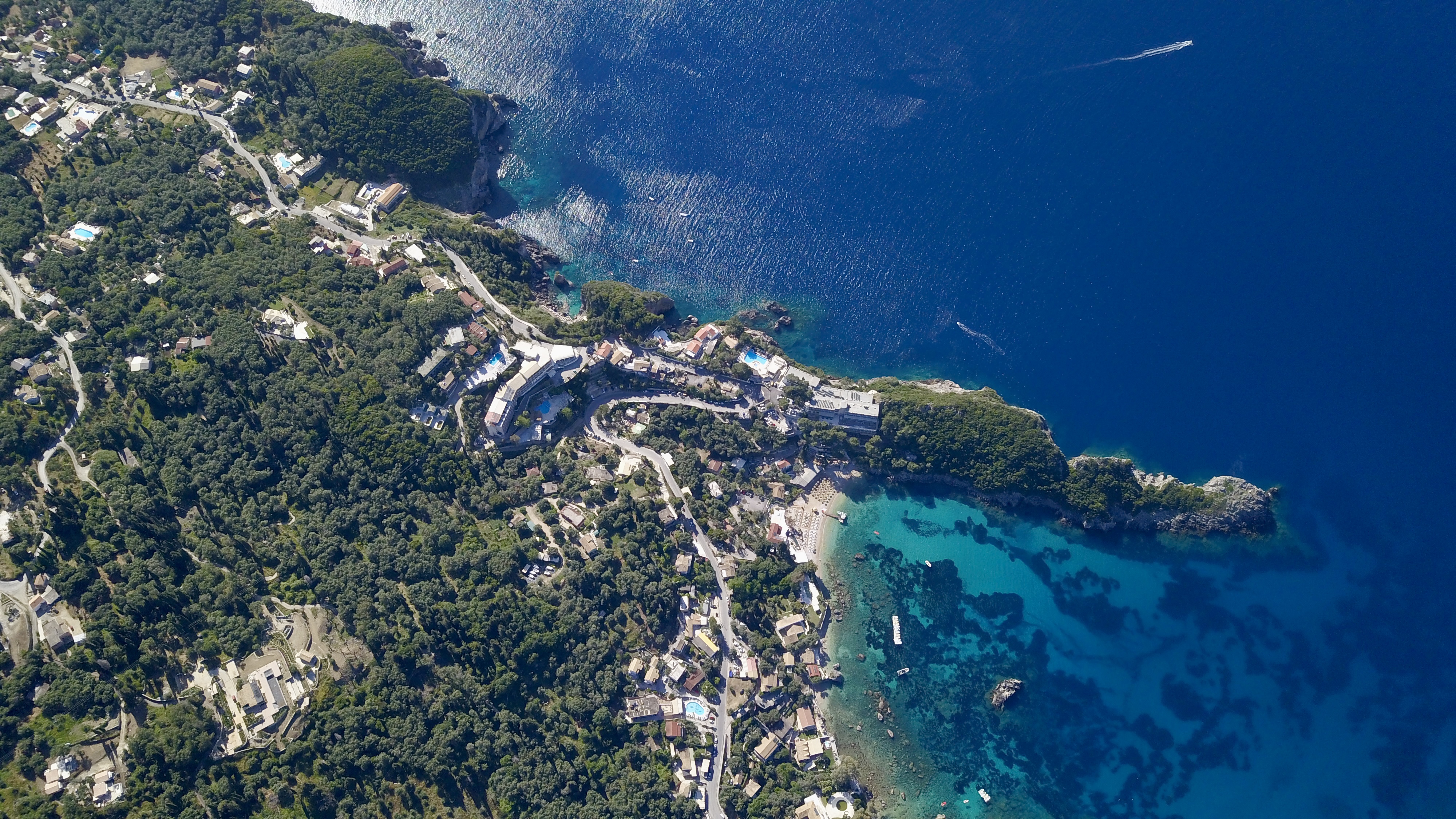 aerial photo of Corfu, Greece